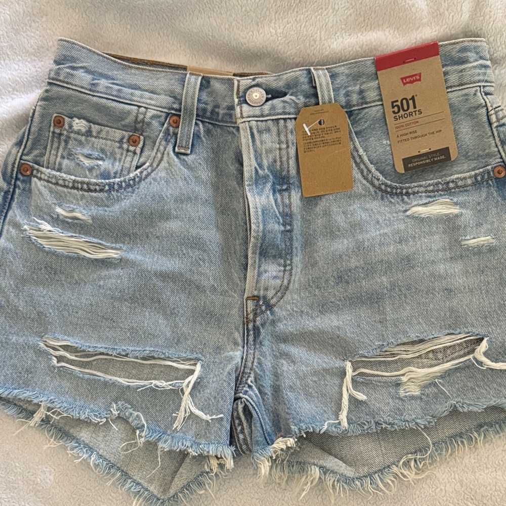 Levi's Women's Distressed Light Blue Jean Shorts